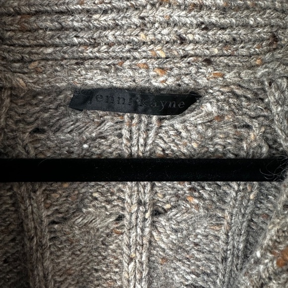 Jenni Kayne Taupe Cable Knit Shawl Collar Wool Cardigan Size S - Picture 5 of 11